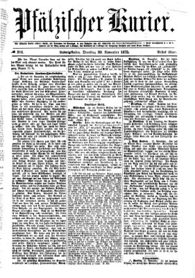 Pfälzischer Kurier Dienstag 30. November 1875