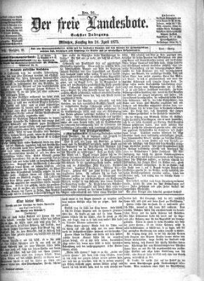 Der freie Landesbote Samstag 24. April 1875