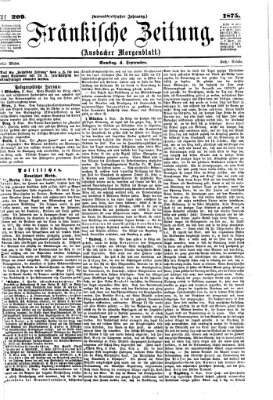 Fränkische Zeitung (Ansbacher Morgenblatt) Samstag 4. September 1875