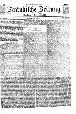 Fränkische Zeitung (Ansbacher Morgenblatt) Mittwoch 22. September 1875