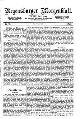 Regensburger Morgenblatt Donnerstag 1. April 1875