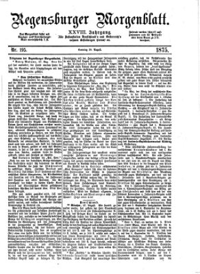 Regensburger Morgenblatt Sonntag 29. August 1875