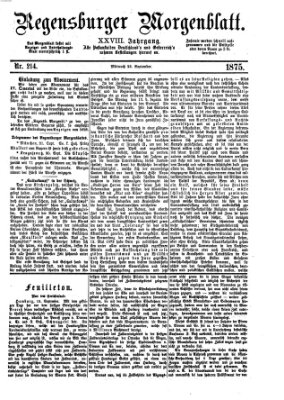 Regensburger Morgenblatt Mittwoch 22. September 1875