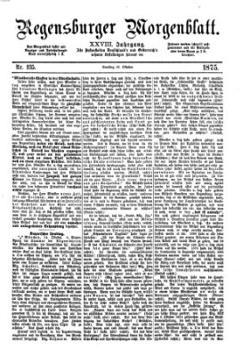 Regensburger Morgenblatt Samstag 16. Oktober 1875