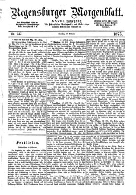 Regensburger Morgenblatt Samstag 30. Oktober 1875