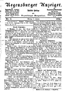 Regensburger Anzeiger Montag 11. Januar 1875