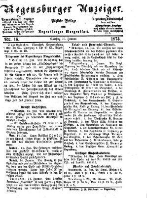 Regensburger Anzeiger Samstag 16. Januar 1875