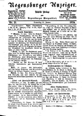 Regensburger Anzeiger Donnerstag 21. Januar 1875