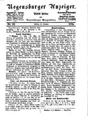 Regensburger Anzeiger Freitag 22. Januar 1875