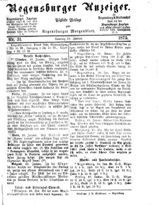 Regensburger Anzeiger Sonntag 31. Januar 1875