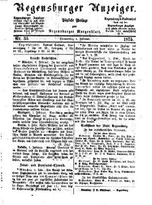 Regensburger Anzeiger Donnerstag 4. Februar 1875