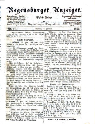 Regensburger Anzeiger Dienstag 16. Februar 1875