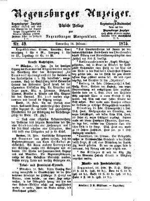 Regensburger Anzeiger Donnerstag 18. Februar 1875