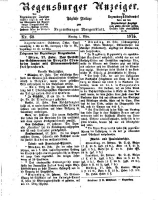 Regensburger Anzeiger Montag 1. März 1875