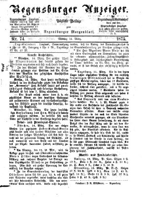 Regensburger Anzeiger Montag 15. März 1875