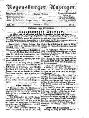 Regensburger Anzeiger Mittwoch 31. März 1875