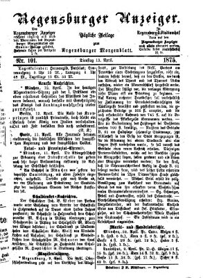 Regensburger Anzeiger Dienstag 13. April 1875