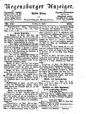 Regensburger Anzeiger Samstag 24. April 1875