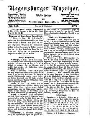 Regensburger Anzeiger Samstag 4. September 1875