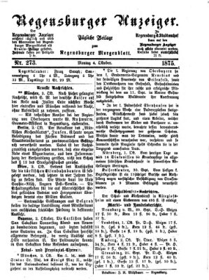 Regensburger Anzeiger Montag 4. Oktober 1875