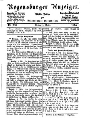 Regensburger Anzeiger Montag 11. Oktober 1875