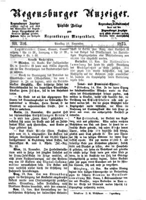 Regensburger Anzeiger Dienstag 16. November 1875