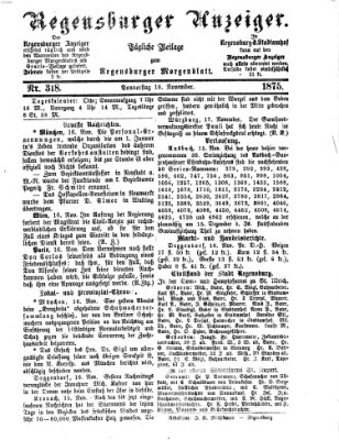 Regensburger Anzeiger Donnerstag 18. November 1875