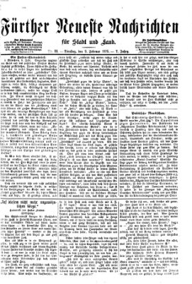 Fürther neueste Nachrichten für Stadt und Land (Fürther Abendzeitung) Dienstag 9. Februar 1875