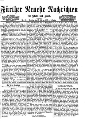 Fürther neueste Nachrichten für Stadt und Land (Fürther Abendzeitung) Samstag 27. Februar 1875