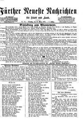 Fürther neueste Nachrichten für Stadt und Land (Fürther Abendzeitung) Dienstag 30. März 1875