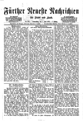 Fürther neueste Nachrichten für Stadt und Land (Fürther Abendzeitung) Donnerstag 1. Juli 1875