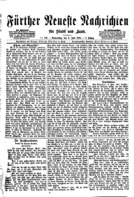 Fürther neueste Nachrichten für Stadt und Land (Fürther Abendzeitung) Donnerstag 8. Juli 1875