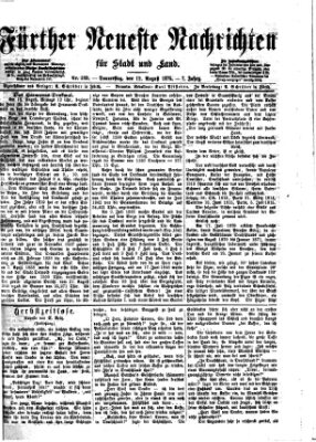 Fürther neueste Nachrichten für Stadt und Land (Fürther Abendzeitung) Donnerstag 12. August 1875