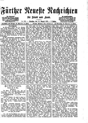 Fürther neueste Nachrichten für Stadt und Land (Fürther Abendzeitung) Samstag 14. August 1875