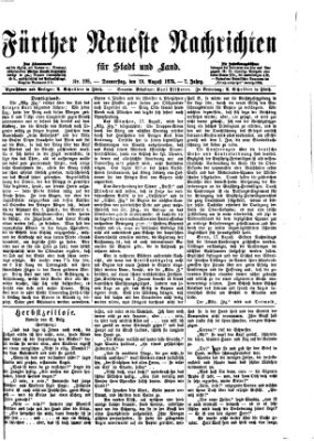 Fürther neueste Nachrichten für Stadt und Land (Fürther Abendzeitung) Donnerstag 19. August 1875