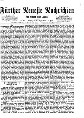 Fürther neueste Nachrichten für Stadt und Land (Fürther Abendzeitung) Samstag 21. August 1875