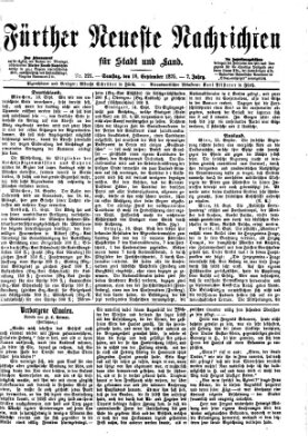 Fürther neueste Nachrichten für Stadt und Land (Fürther Abendzeitung) Samstag 18. September 1875