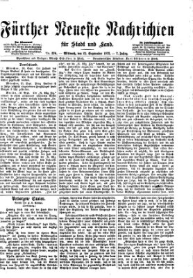 Fürther neueste Nachrichten für Stadt und Land (Fürther Abendzeitung) Mittwoch 22. September 1875