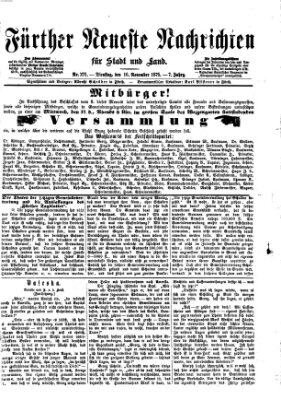 Fürther neueste Nachrichten für Stadt und Land (Fürther Abendzeitung) Dienstag 16. November 1875