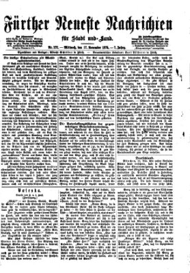 Fürther neueste Nachrichten für Stadt und Land (Fürther Abendzeitung) Mittwoch 17. November 1875