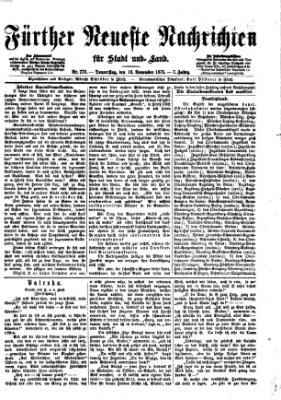 Fürther neueste Nachrichten für Stadt und Land (Fürther Abendzeitung) Donnerstag 18. November 1875