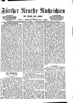 Fürther neueste Nachrichten für Stadt und Land (Fürther Abendzeitung) Dienstag 23. November 1875