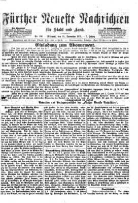 Fürther neueste Nachrichten für Stadt und Land (Fürther Abendzeitung) Mittwoch 15. Dezember 1875