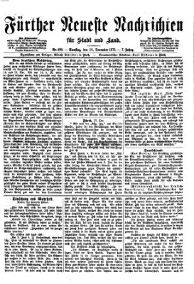 Fürther neueste Nachrichten für Stadt und Land (Fürther Abendzeitung) Samstag 18. Dezember 1875