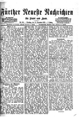 Fürther neueste Nachrichten für Stadt und Land (Fürther Abendzeitung) Dienstag 21. Dezember 1875