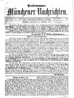 Münchener Nachrichten Sonntag 22. November 1874