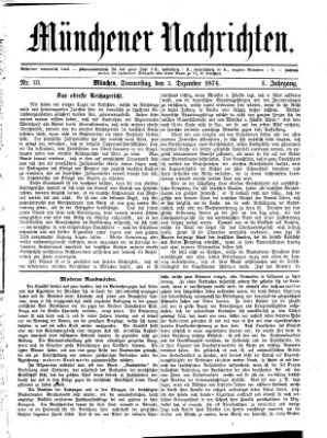 Münchener Nachrichten Donnerstag 3. Dezember 1874