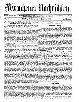 Münchener Nachrichten Mittwoch 9. Dezember 1874