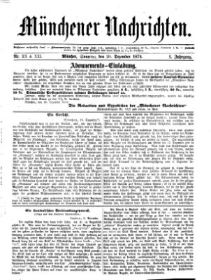 Münchener Nachrichten Sonntag 20. Dezember 1874