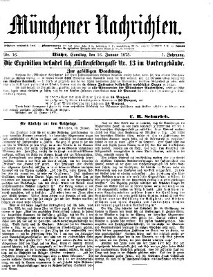 Münchener Nachrichten Samstag 16. Januar 1875